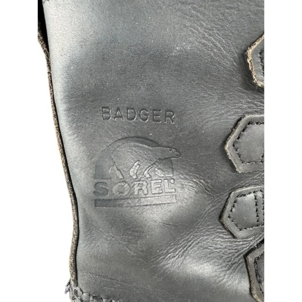 Sorel Badger Women's Black Leather Waterproof Winter Snow Boots Fur Lined - 7‎